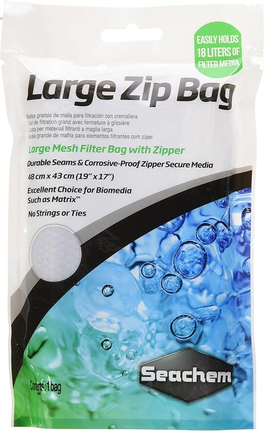 1 Count Seachem Large Mesh Zip Bag for Aquarium Filter Media