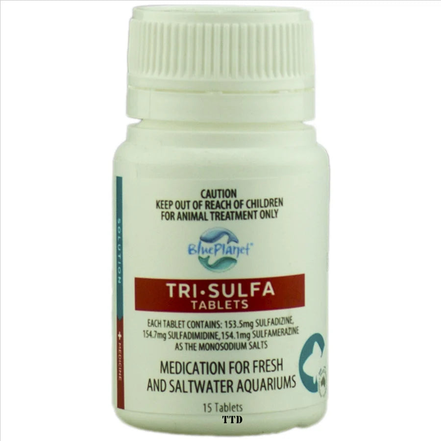 Blue Planet Tri Sulfa 15 tablets for White Spot Mouth Body Fungus Fin Tail ROT