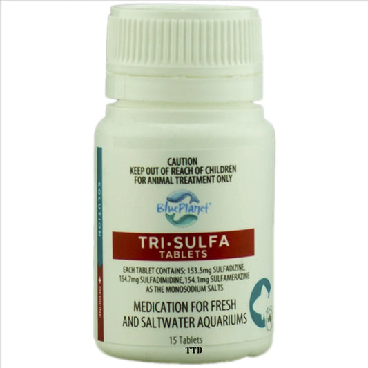 Blue Planet Tri Sulfa 15 tablets for White Spot Mouth Body Fungus Fin Tail ROT